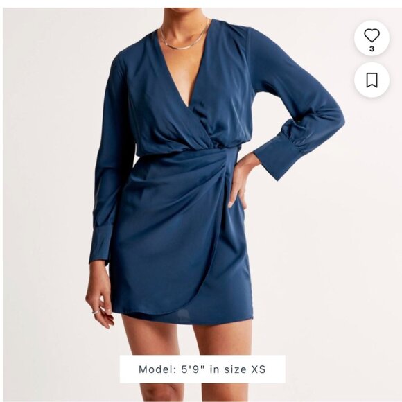 NWT Abercrombie & Fitch Long Sleeve Draped Mini Dress Wrap Women's XLT Beige - Picture 15 of 16